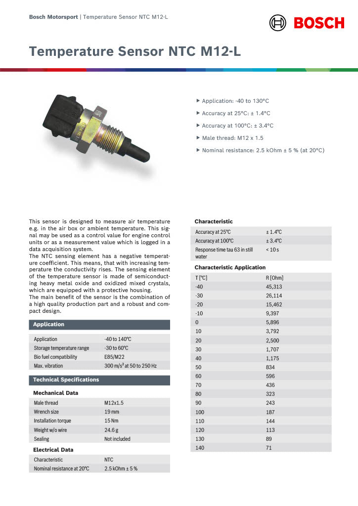 Bosch air temperature sensor M12×1.5
