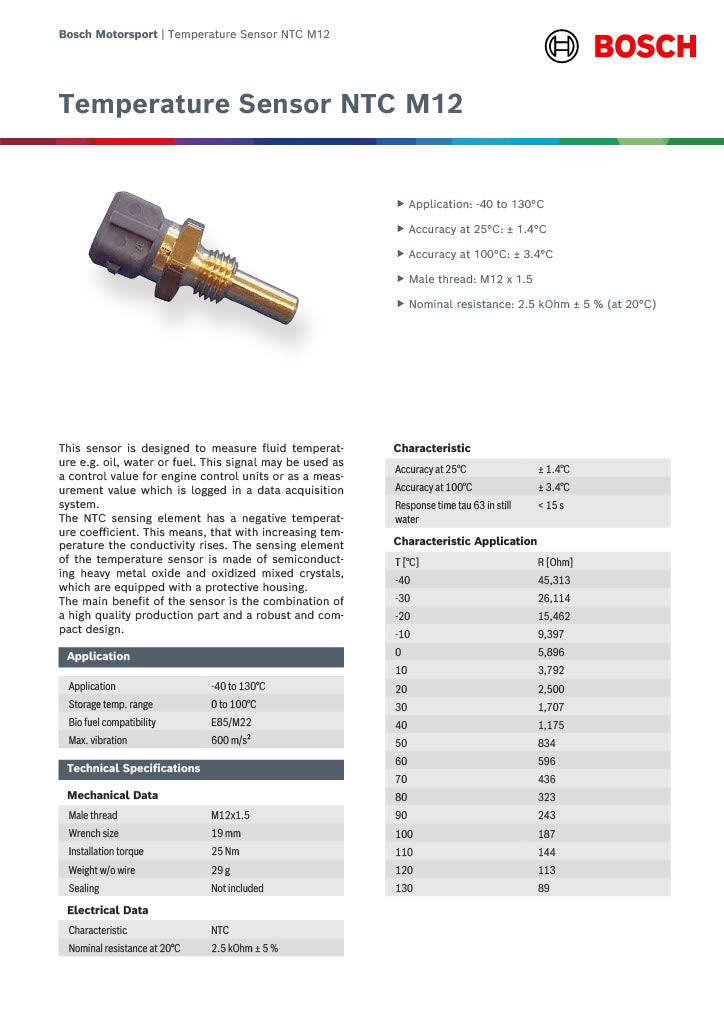 Bosch fluid temperature sensor M12×1.5